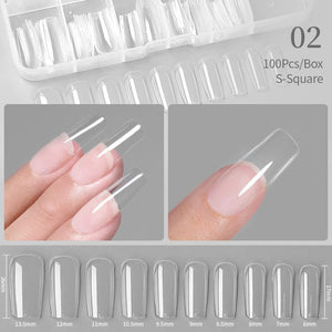 100pcs S-Square Transparent False Nail Tips Nail Tips No Brand 
