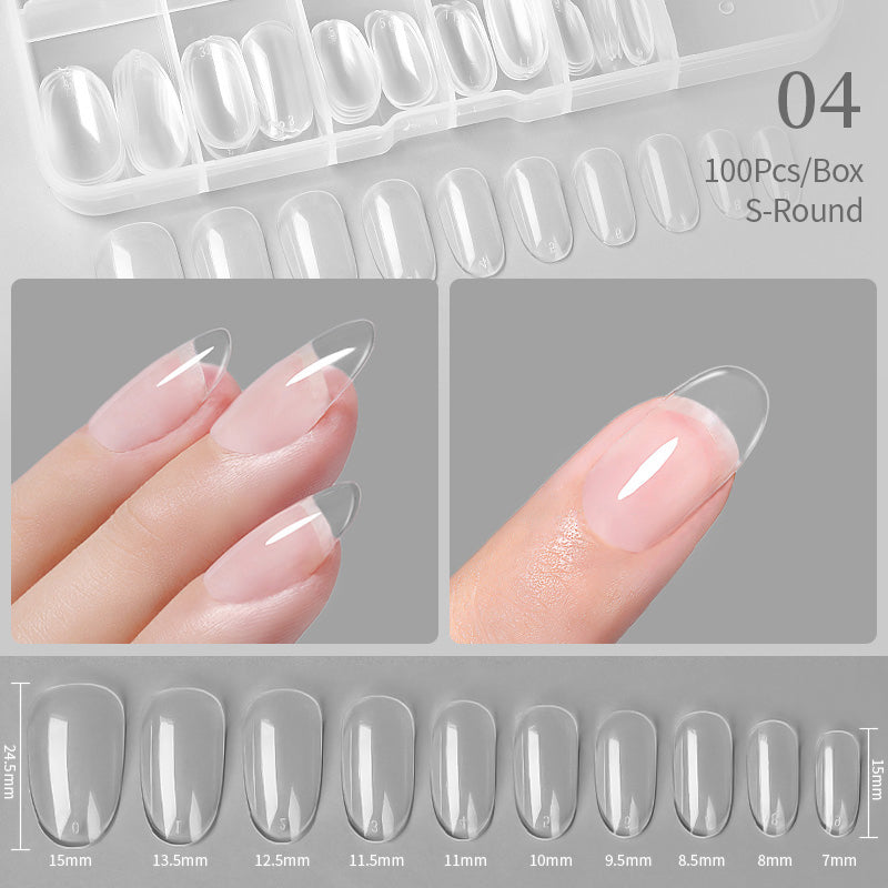 100pcs S-Round Transparent False Nail Tips