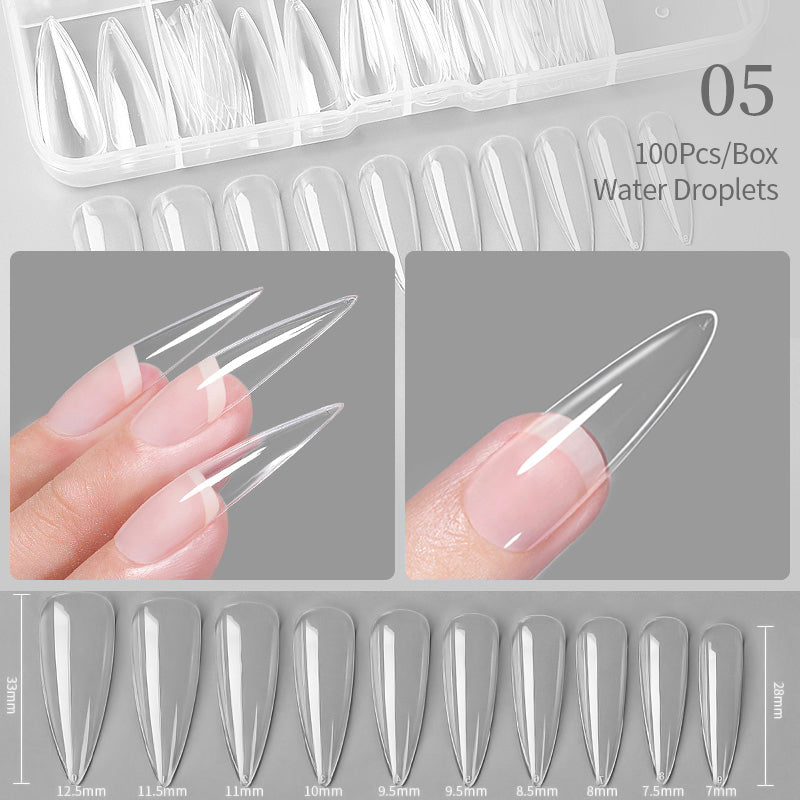 100pcs Water Droplets Transparent False Nail Tips