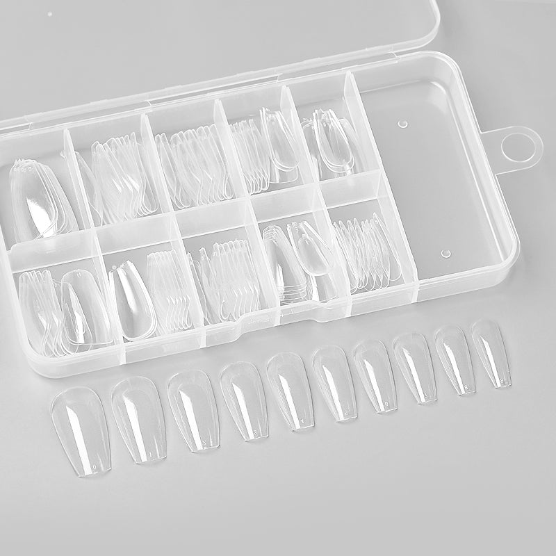 100pcs S-Coffin Transparent False Nail Tips