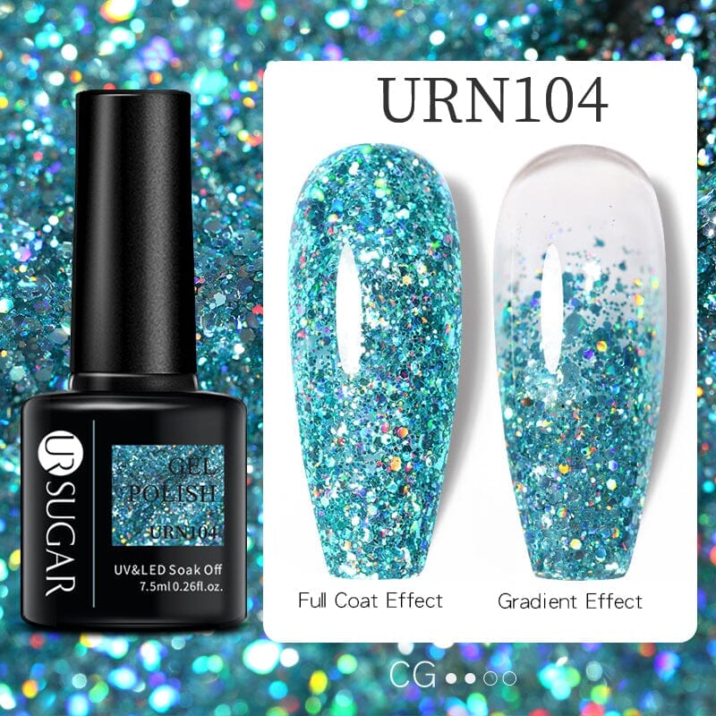 Sequins Glitter Gel Polish URN096 7.5ml Clearance UR SUGAR 