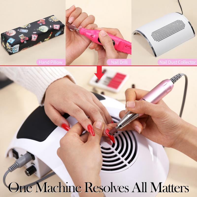 2 In 1 Nail Dust Collector & Nail Drill Machine EU Type Plug Tools & Accessories BORN PRETTY 
