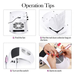 2 In 1 Nail Dust Collector & Nail Drill Machine EU Type Plug Tools & Accessories BORN PRETTY 