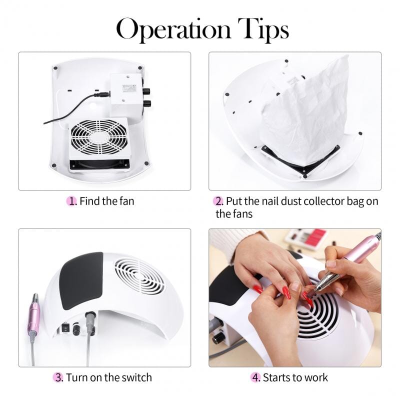 2 In 1 Nail Dust Collector & Nail Drill Machine EU Type Plug Tools & Accessories BORN PRETTY 