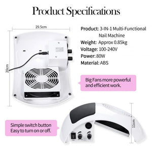 2 In 1 Nail Dust Collector & Nail Drill Machine EU Type Plug Tools & Accessories BORN PRETTY 