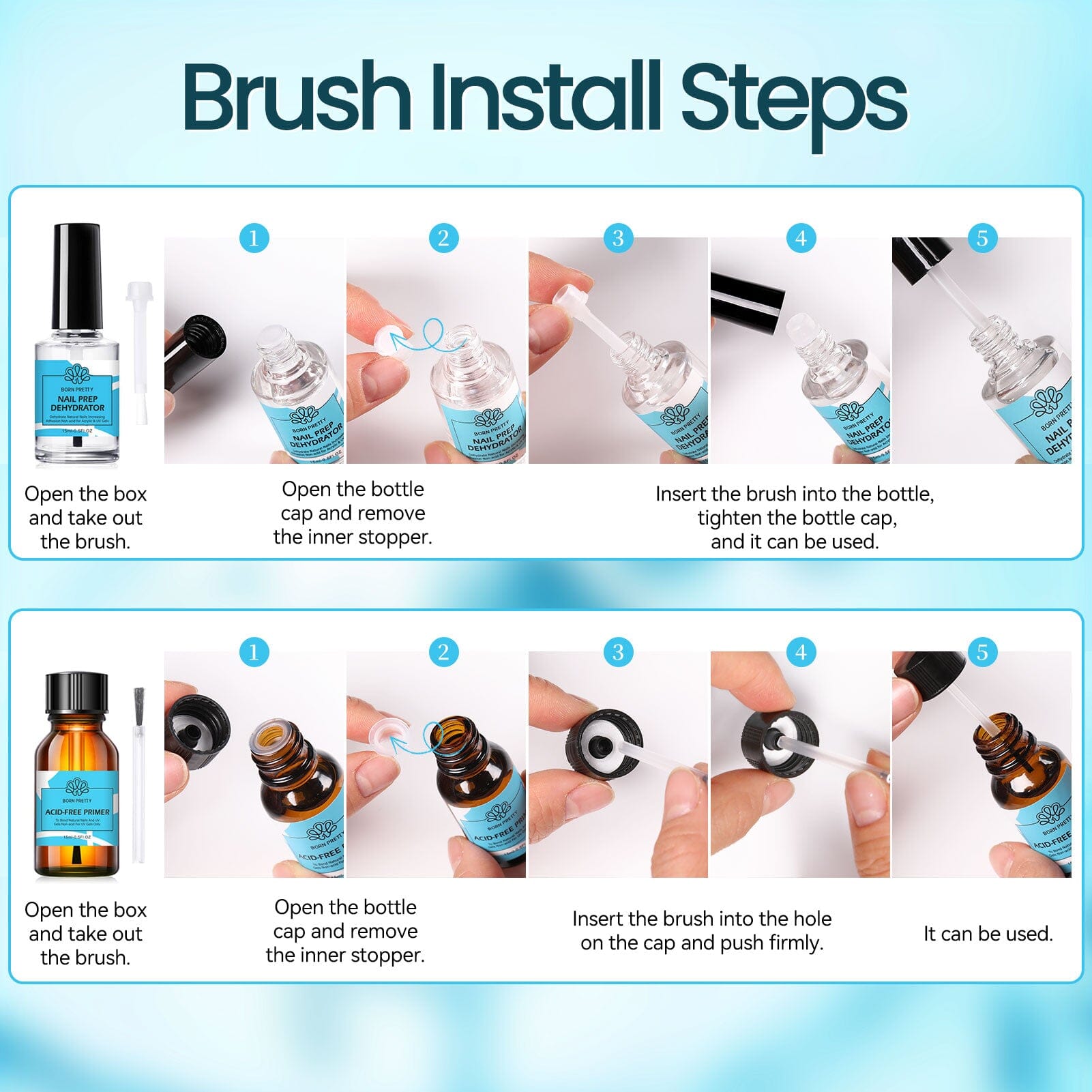 Nail Prep Dehydrator & Primer Kit 15ml Nail Care BORN PRETTY 