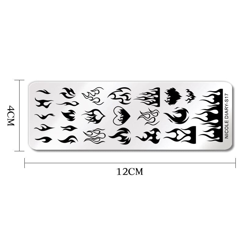 Fire Rectangle Nail Stamping Plate NICOLE DIARY-S17 Nail Stamping NICOLE DIARY 