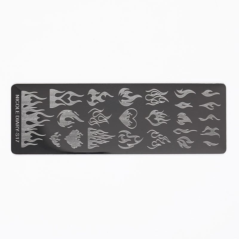 Fire Rectangle Nail Stamping Plate NICOLE DIARY-S17 Nail Stamping NICOLE DIARY 