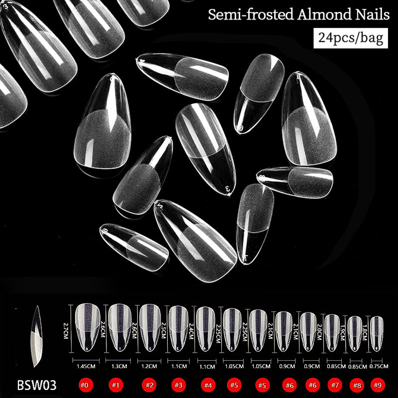 24pcs Almond Semi-frosted False Nail Tips