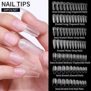 24pcs Semi-frosted Medium Trapezoidal False Nail Tips Nail Tips No Brand 