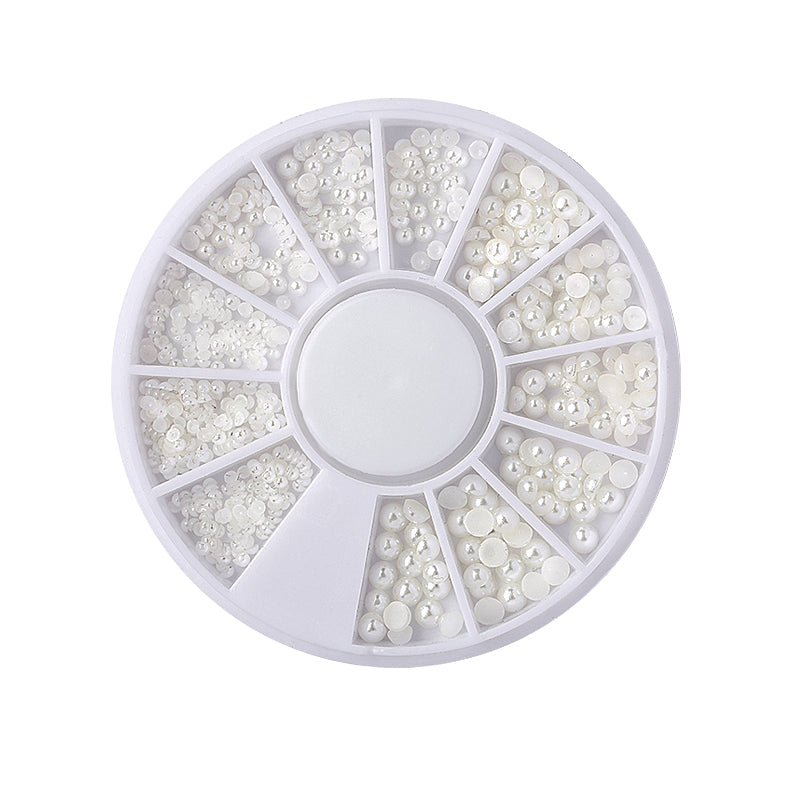 White Half Pearl #01 Nail Decoration in Wheel