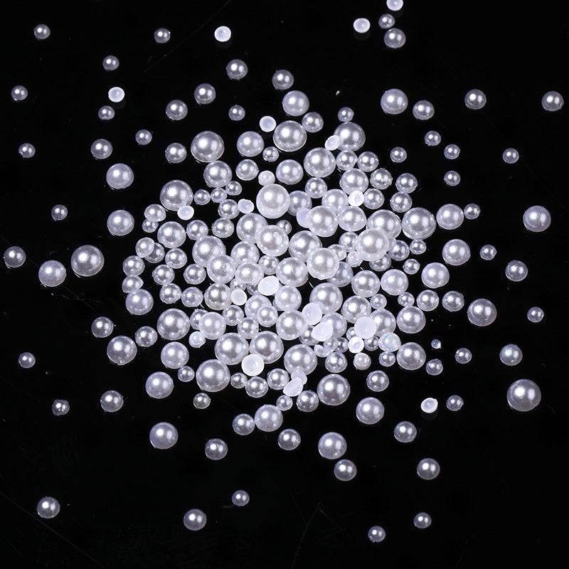 White Half Pearl #02 Nail Decoration in Wheel