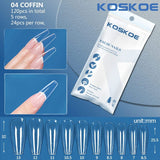 120pcs Coffin Full Cover Clear False Nail Tips 04 Nail Tips KOSKOE 