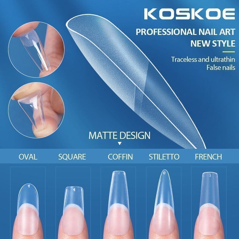 120pcs Coffin Half Matte Clear False Nail Tips 08 Nail Tips KOSKOE 