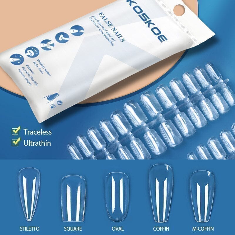 120pcs Coffin Full Cover Clear False Nail Tips 04 Nail Tips KOSKOE 