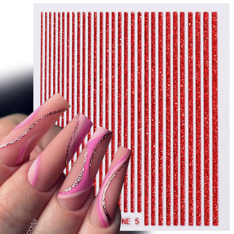 Glitter Line 3D Nail Sticker Clearance No Brand 