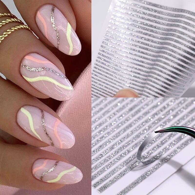 Glitter Line 3D Nail Sticker Clearance No Brand 
