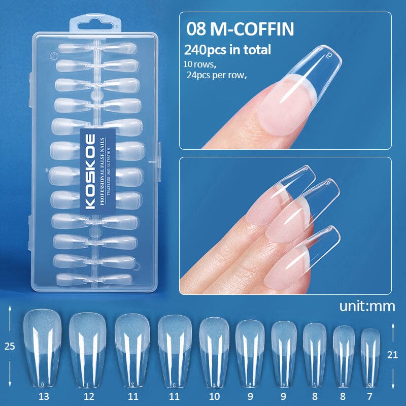 240pcs M-Coffin Semi-Matte False Nail Tips Nail Tips KOSKOE 
