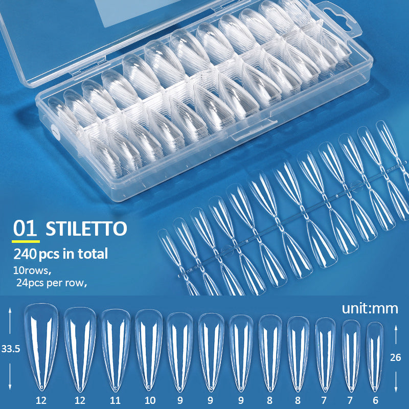 240pcs Stiletto Transparent False Nail Tips