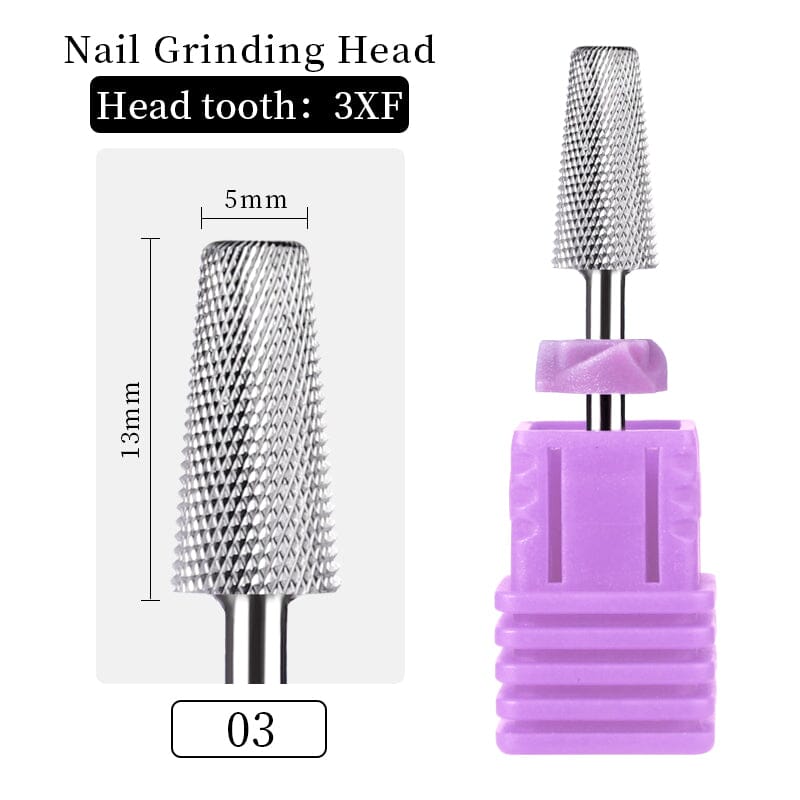 Nail Drill Bits Tungsten Carbide Tapered Flat Head 3XF Tools & Accessories No Brand 