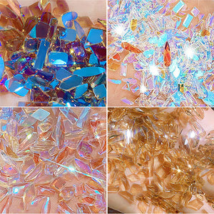 50pcs Mixed Shapes Aurora Flatback Rhinestones #06 Champagne