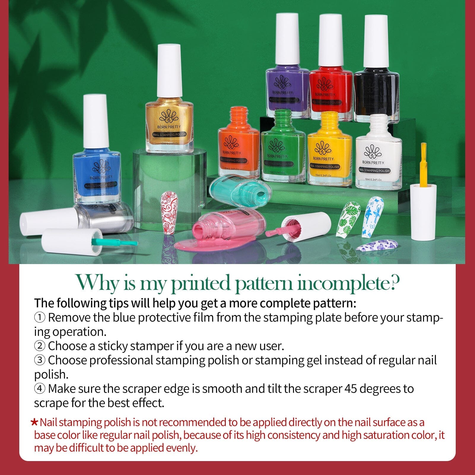 12 Colors Nail Stamping Polish Set Basic 10ml Stamping Nail BORN PRETTY 