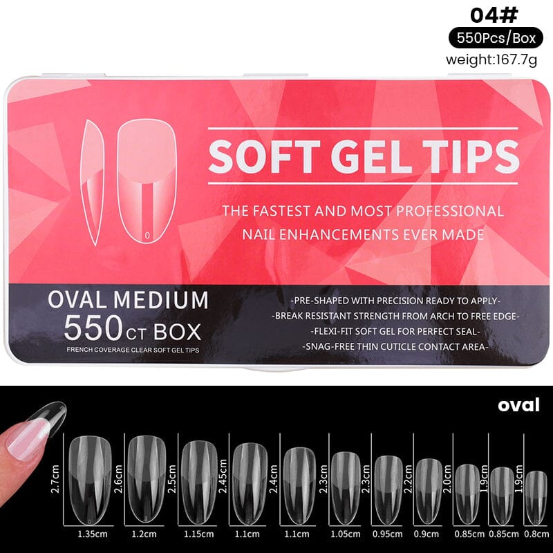 550pcs Soft Gel Tips Nail Tips No Brand Oval Medium 