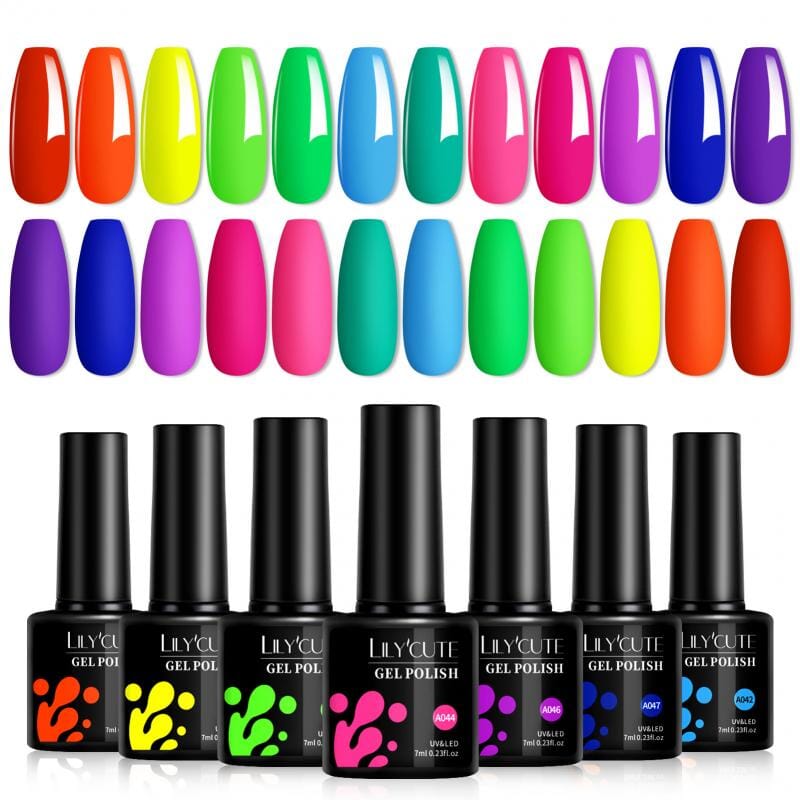 12pcs Color Gel Set Neon Collection 7ml Gel Nail Polish LILYCUTE 