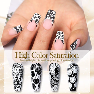 2 Bottles Black White Nail Stamping Polish 10ml Nail Polish BORN PRETTY 