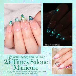 [US ONLY] 6 Colors Glow in the Dark Luminous Gel Polish Set Glitter Sequins 5g Gel Nail Polish BORN PRETTY 