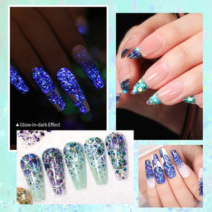 [US ONLY] 6 Colors Glow in the Dark Luminous Gel Polish Set Glitter Sequins 5g Gel Nail Polish BORN PRETTY 