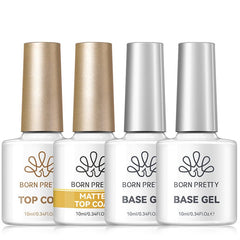 Base Top Coat 10ml Gel Nail Polish BORN PRETTY 4 Bottles Set 