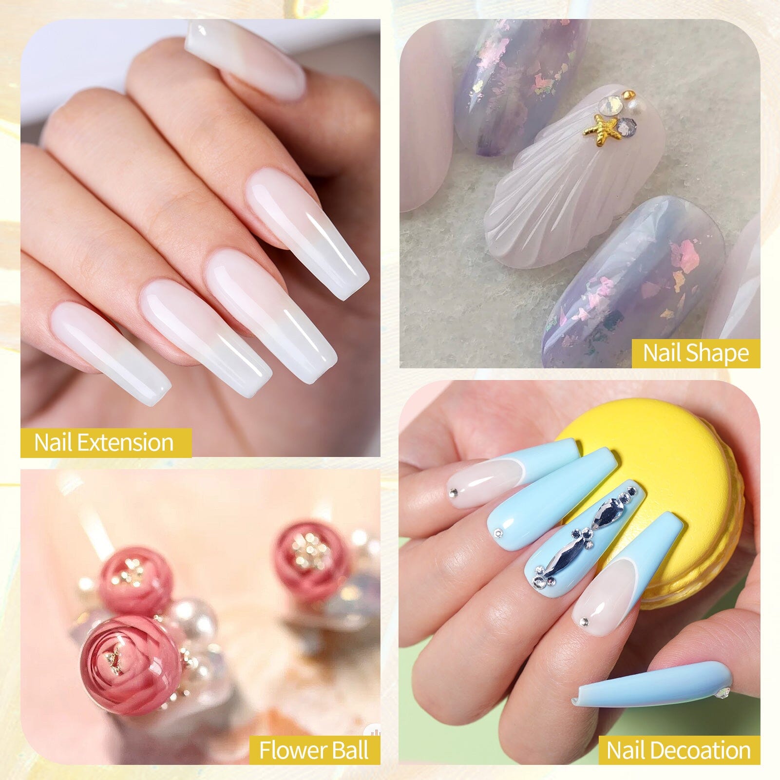 [US ONLY] 4pcs Extension Nail Kit Jelly White 60ml Gel Nail Polish BORN PRETTY 