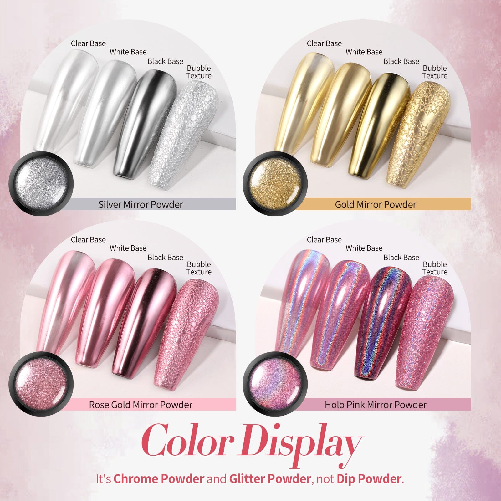 [US ONLY] 4 Boxes Metallic Chrome Nail Powder Nail Powder BORN PRETTY 