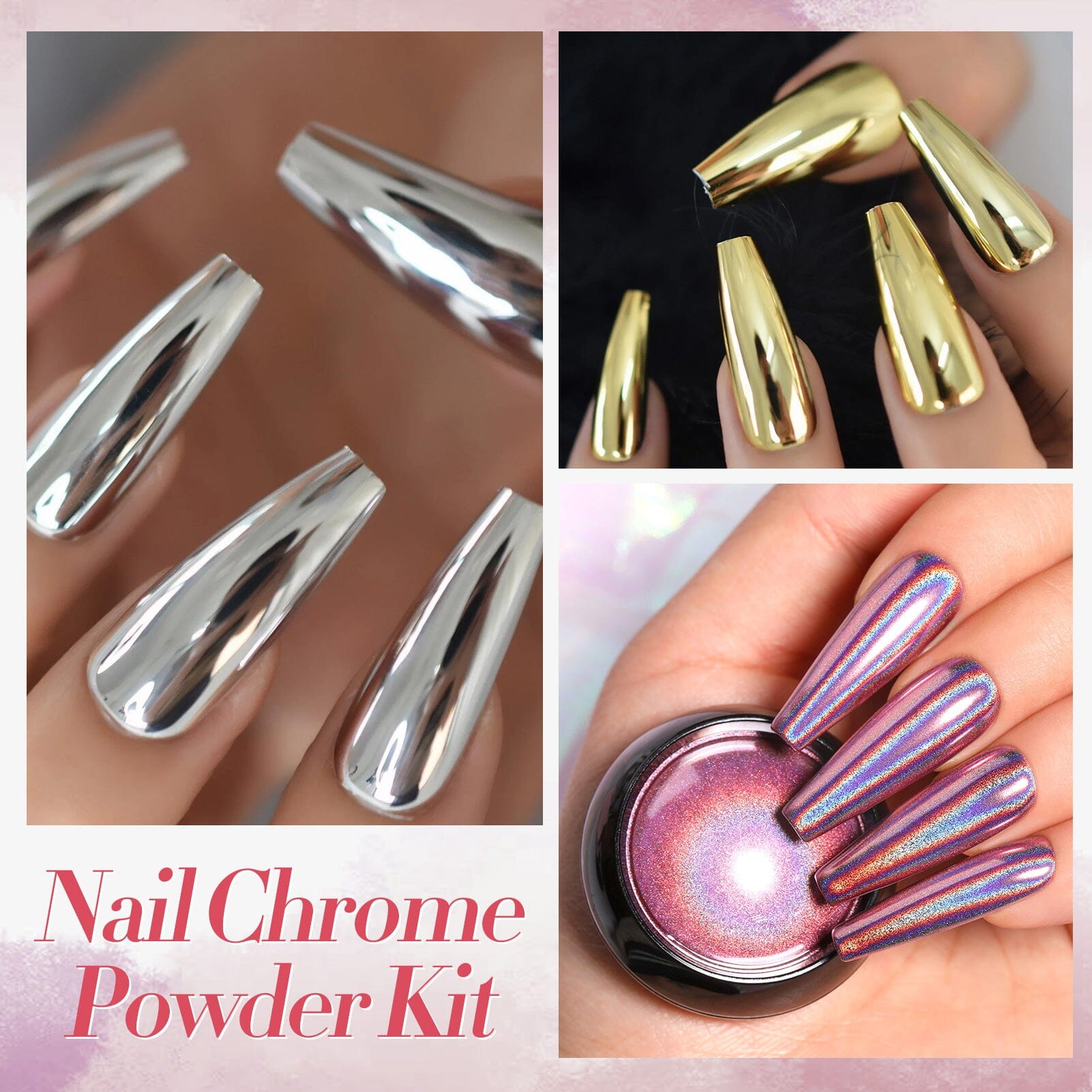[US ONLY] 4 Boxes Metallic Chrome Nail Powder Nail Powder BORN PRETTY 