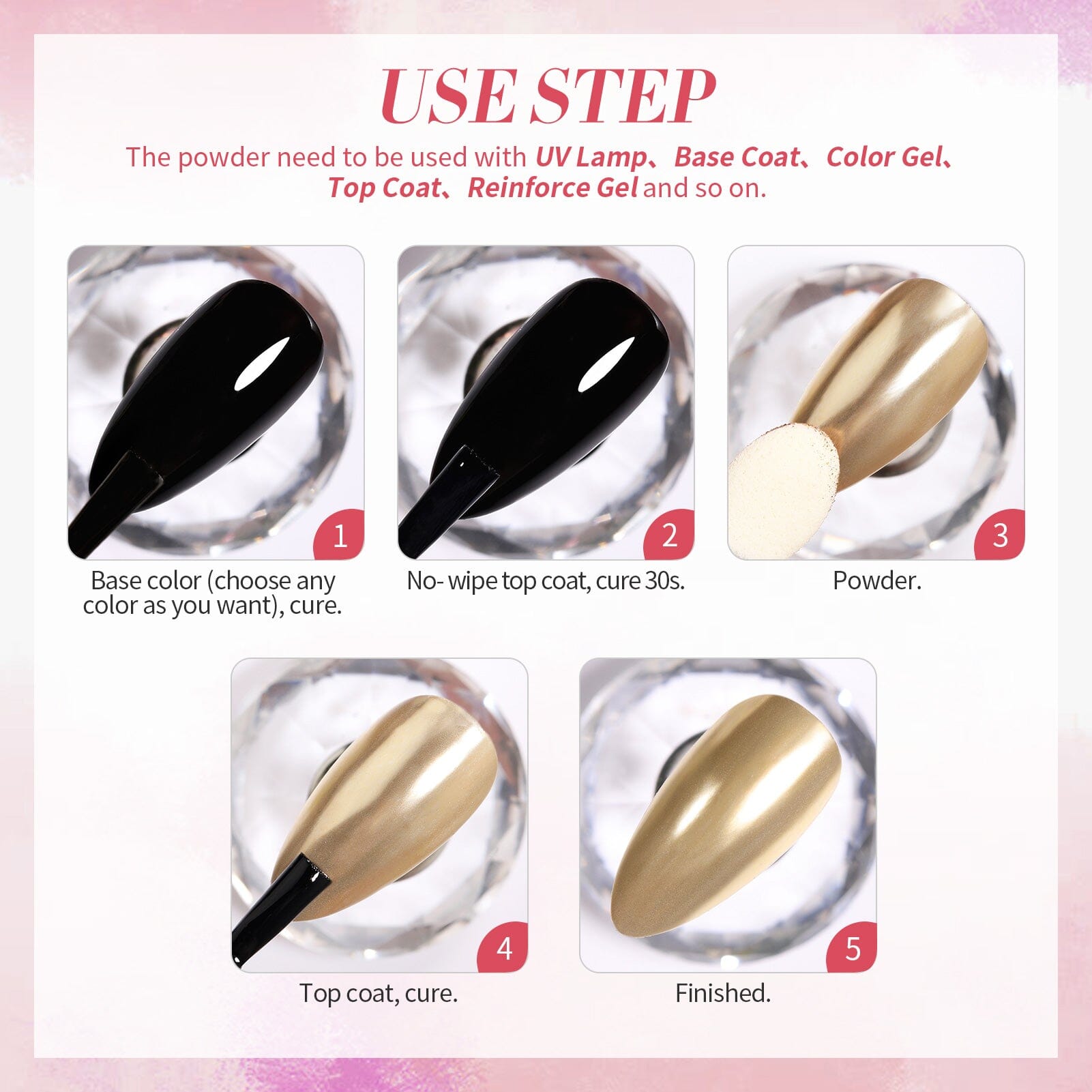 [US ONLY] 4 Boxes Metallic Chrome Nail Powder Nail Powder BORN PRETTY 