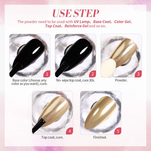 [US ONLY] 4 Boxes Metallic Chrome Nail Powder Nail Powder BORN PRETTY 