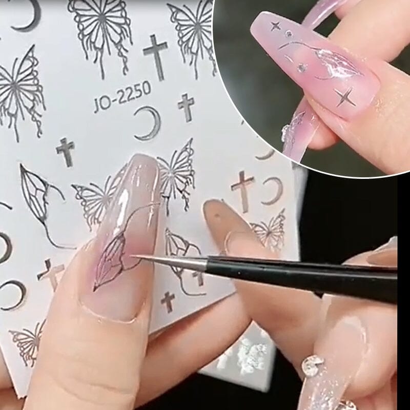 Silver Hollow Butterfly 3D Nail Stickers JO-2251 #06 Nail Art BORN PRETTY 