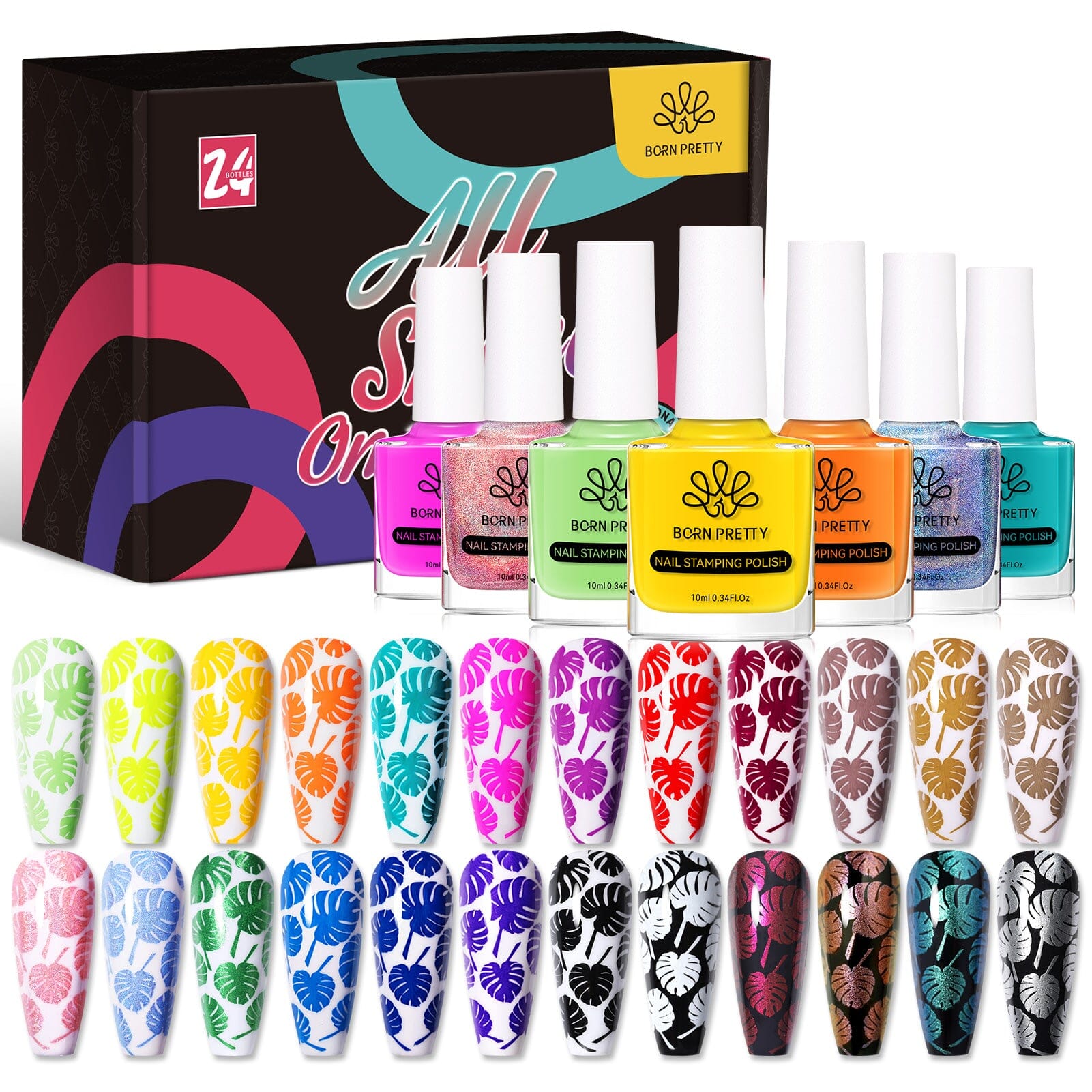 24 Colors Spring Summer Nail Stamping Polish Set #02 10ml Nail Polish BORN PRETTY 