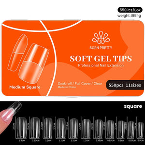 550pcs Medium Square Soft Gel Tips Nail Tips BP PRO 