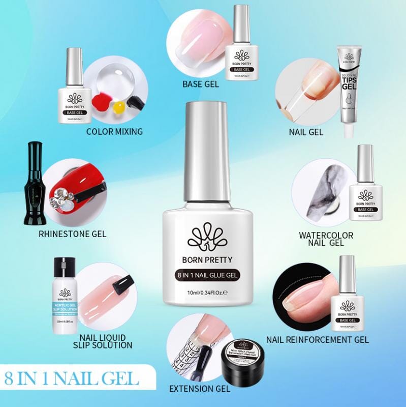 8 in 1 Nail Glue Gel 10ml Gel Nail Polish BORN PRETTY 