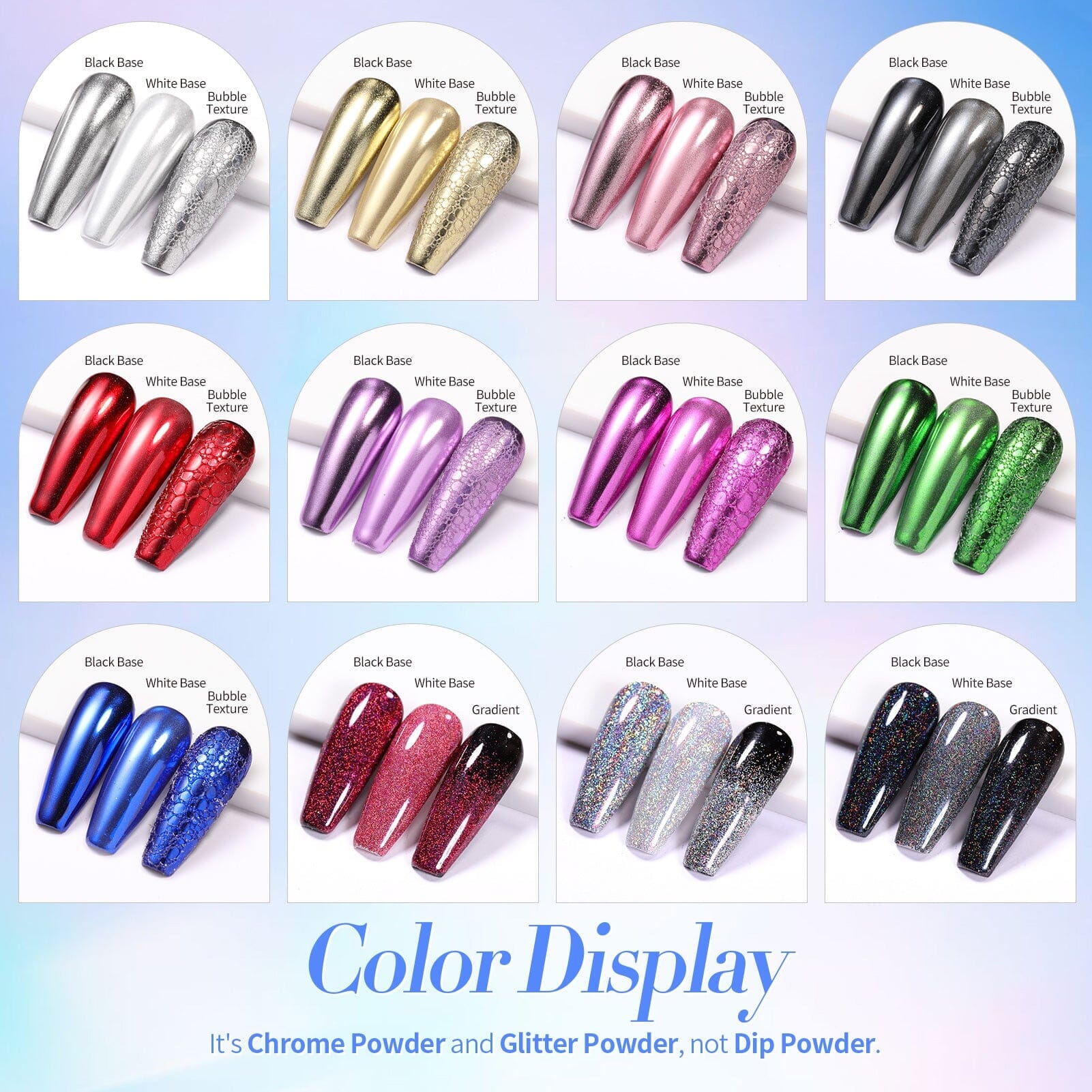 12 Colors Nail Chrome Powder Kit Nail Powder BORN PRETTY 