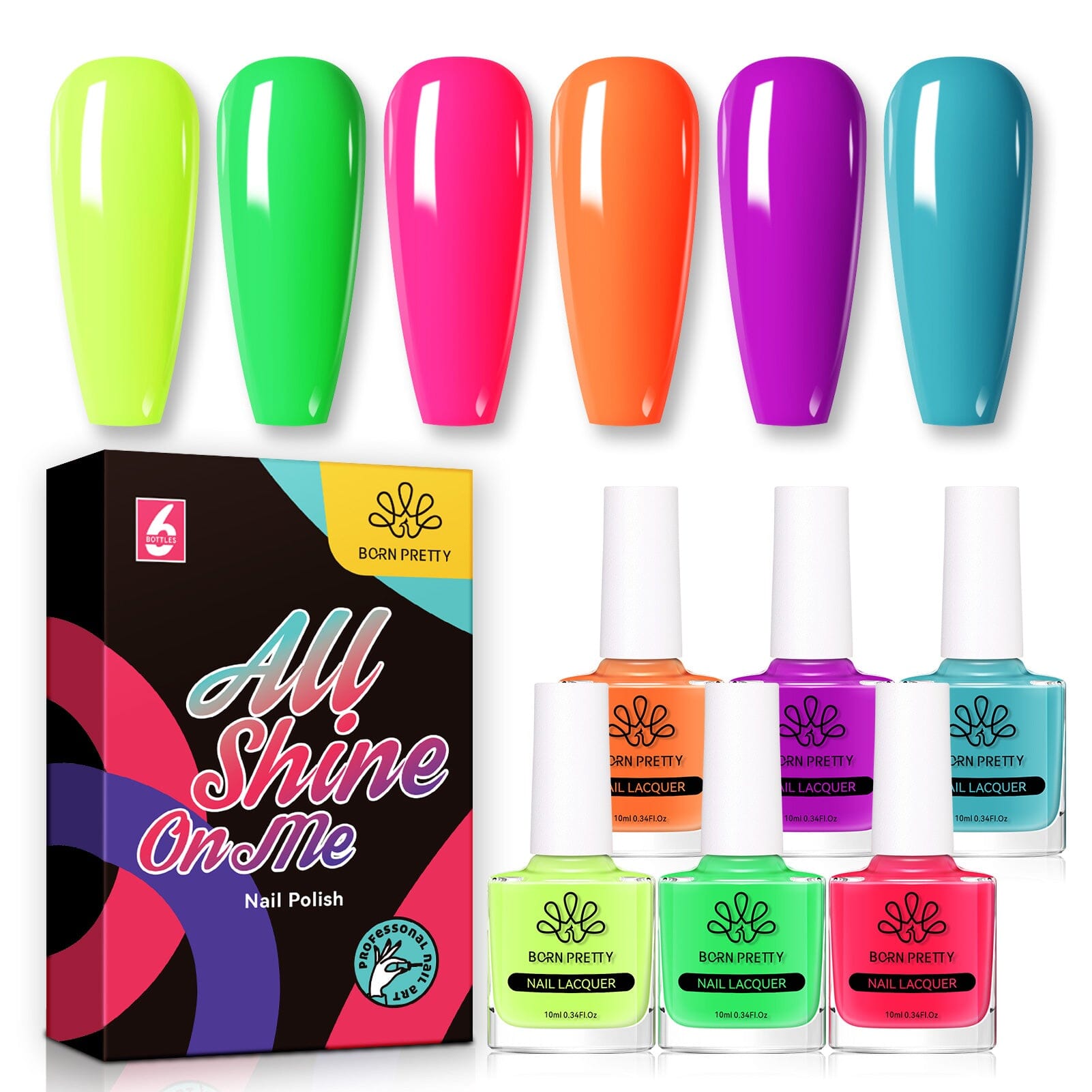 6 Colors Neon Collection Nail Polish Set 10ml Nail Polish BORN PRETTY 