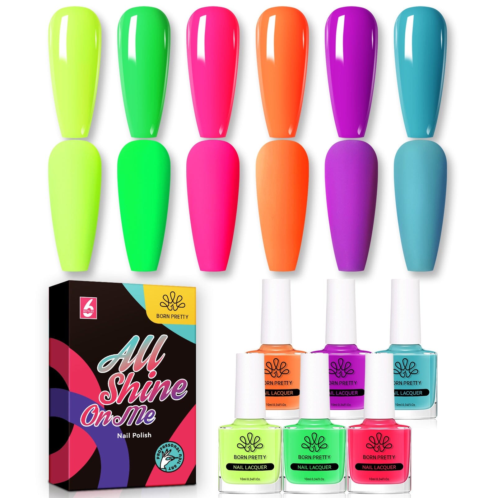 6 Colors Neon Collection Nail Polish Set 10ml Nail Polish BORN PRETTY 