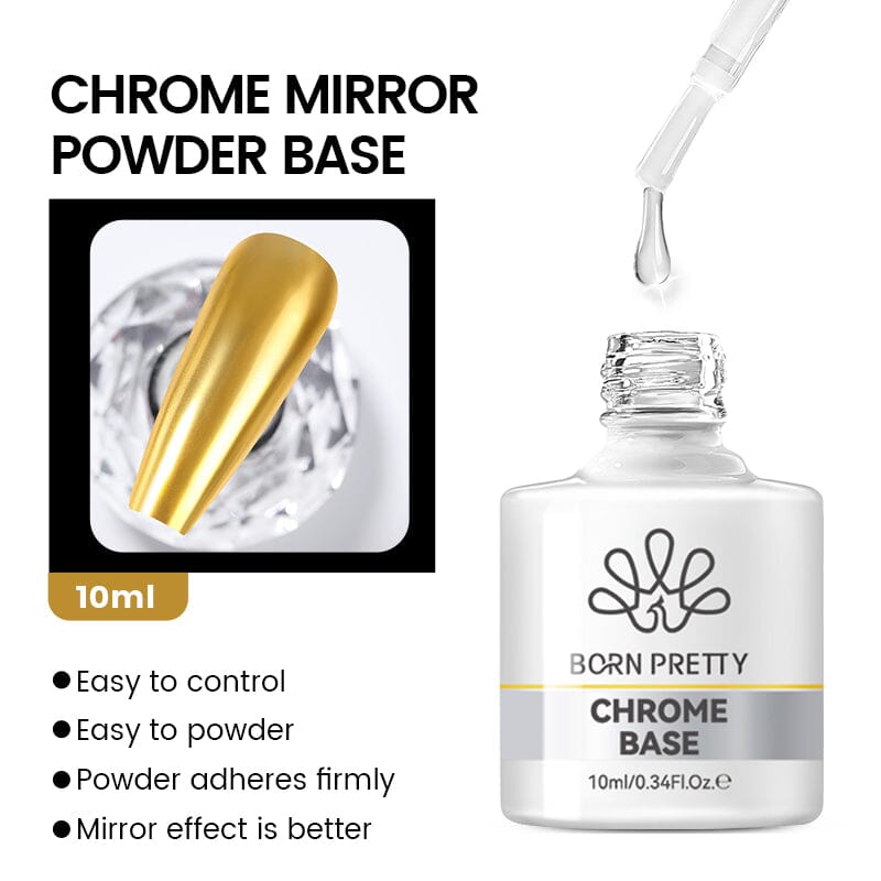 Chrome Mirror Powder Base Gel 10ml Gel Nail Polish BORN PRETTY 