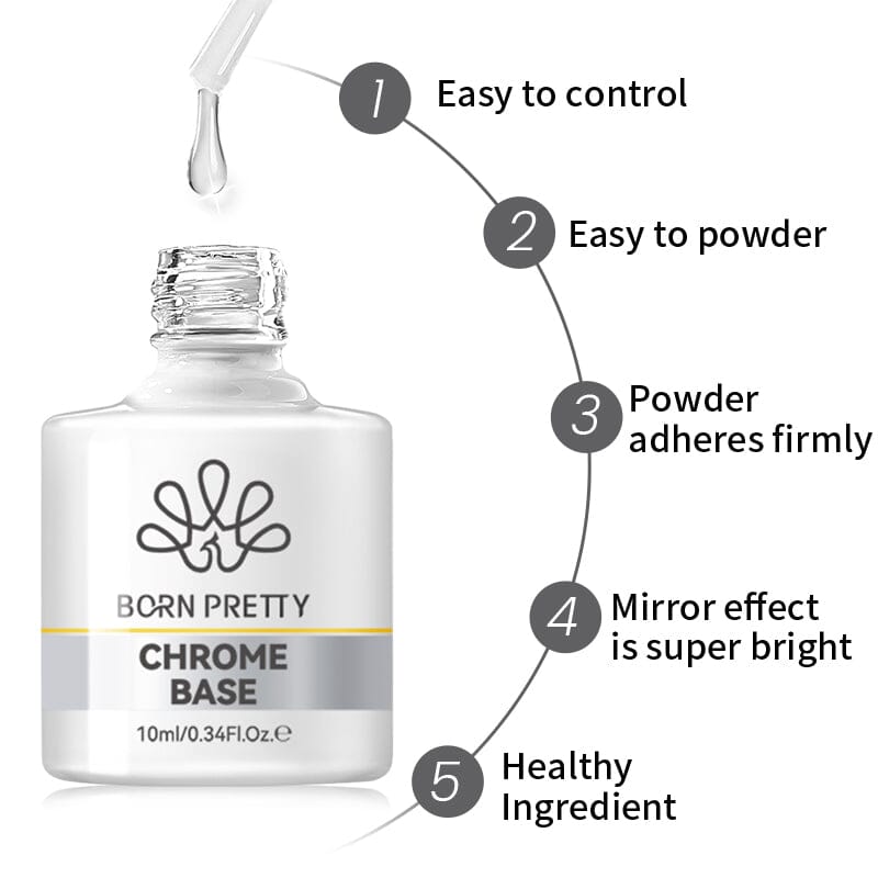 Chrome Mirror Powder Base Gel 10ml Gel Nail Polish BORN PRETTY 