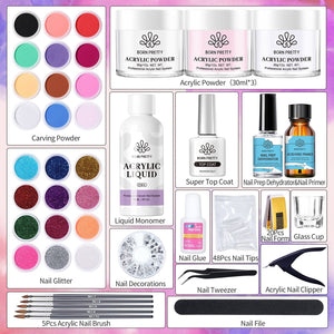 [US ONLY] Acrylic Nail Kit 3 Colors White Pink Clear 30g Nail Powder BORN PRETTY 