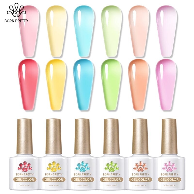 Pastel Jelly Nude Gel 10ml Gel Nail Polish BORN PRETTY 6 Colors Set 