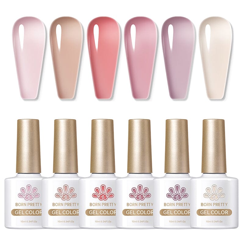 Nude Colors Jelly Gel Polish 10ml Gel Nail Polish BORN PRETTY 6 Colors Set 