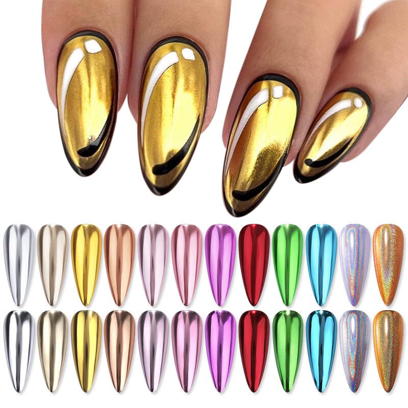 Metallic Mirror Effect Solid Chrome Nail Powder Nail Powder NICOLE DIARY 